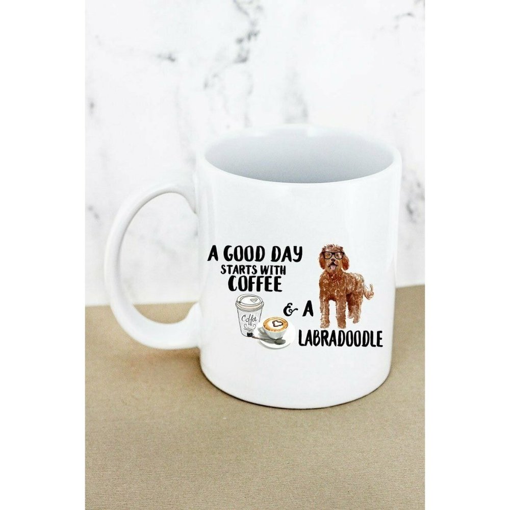 Coffee Cup Mug Coffee & Labradoodle Dog Graphic